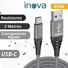 Cabo Carregador Turbo 3.4a Reforçado 2 Metros USB Tipo C - para Samsung; Xiaomi; Realme - INOVA