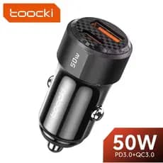 Carregador Veicular Rápido Turbo 50w Toocki 5A Q.c 4.0 P.d 3.0 Original