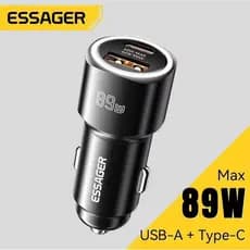 Carregador Veicular Turbo 89W Fonte Veicular USB-A e USB-C Turbo Essager