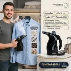 Startools Passadeira a Vapor127v Preta Vaporizador Desamassar Roupas