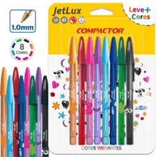 Canetas Esferografica JET LUX kit com 8 Cores Diferentes - Material escolar ou para escritorio