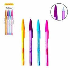 kit com 4 Caneta colorida Esferográfica cores Rosa, Laranja, Roxo e Azul Claro. Compactor -  Material escolar