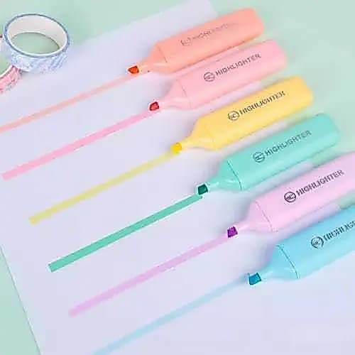 Marca texto tons pasteis kit com 6 cores - Highlighter - papelaria - material escolar