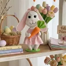 coelho da pascoa em feltro de 21 cm - decoraçao para pascoa , quarto infantil e outros