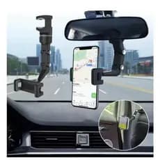 Suporte Para Celular Universal Espelho Retrovisor Central Carro  Giro 360° Graus Ajustável é Extensível