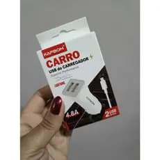 Carregador Veicular Carro USB Tipo IPhone, 4.8A.
