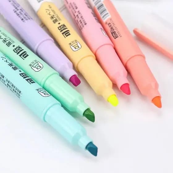 Kit 6 Canetas Marca Textos Apagáveis Tons Pastéis