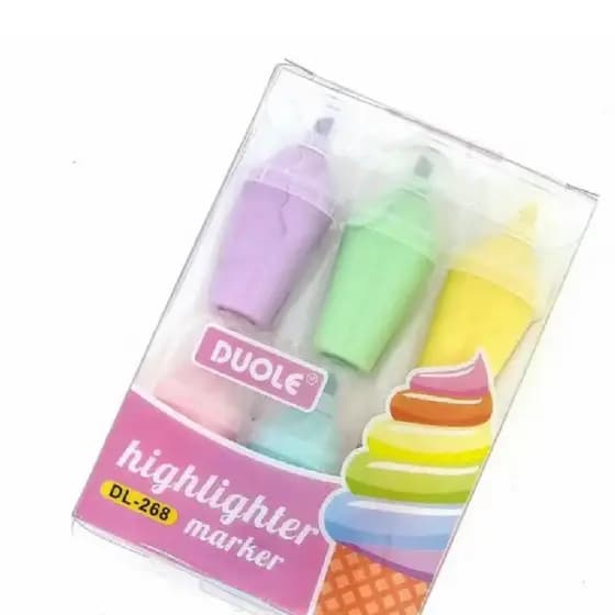 Kit 6 Canetas Marca Textos Em Formato De Sorvete