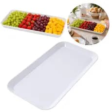 24 Bandejas Travessa Prato Retangular em Melamina 31cm Branco