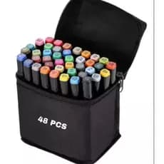Kit Canetinhas c/48 cores Ponta Dupla Marcador Permanente + Bolsa