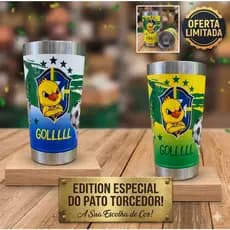 Copo Térmico de Aço Inox PERSONALIZADO TORCEDOR 473ml Parede Dupla Térmico com Tampa e Abridor.