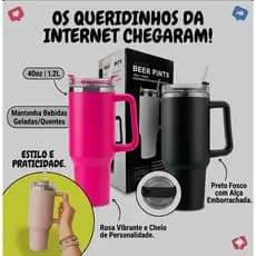 Copo Térmico Inox 1200ml Virgínia com Tampa Alça e Canudo.