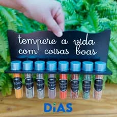 Porta Condimento / Tempero em MDF Pintado Com 8 Temperos Diferentes
