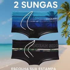 Kit com 2 Sungas Masculinas Estampadas | Moda Praia e Piscina  Escolha a Estampa | Frete Grátis