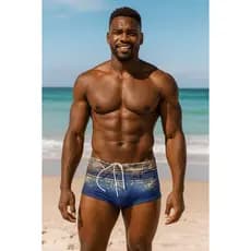 Sunga Boxer Masculina Estampada Praia Piscina com Forro e Cordão Ajustável