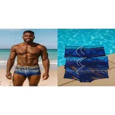 Sunga Boxer Masculina Estampada Praia Piscina com Forro e Cordão Ajustável