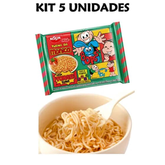 kit Nissin Lamen Miojo Turma Da Mônica Tomate Suave 5 Unidades