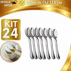 Kit 6/12/24 Colheres de Chá Inox Premium Não Enferruja Alta Qualidade para Casa Cozinha Confeitaria Chocolate Mãe