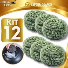 Kit Esponja de Aço Inox - Não Enferruja - (Kit 5, 10 ou 12un) - Limpeza Pesada Panelas Grelhas