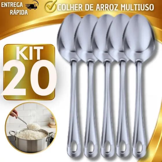 KITS 05/10/15/20 Colheres de Arroz Servir Colher Grande Aço Inox Alta Qualidade Para Casa Bares Restaurantes