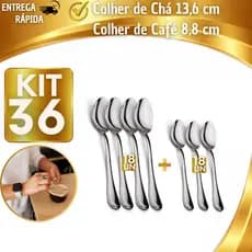 Kit 12/24/36 Colheres de Chá e Café Aço Inox Talheres para Café Sobremesa Páscoa Cozinha Restaurante