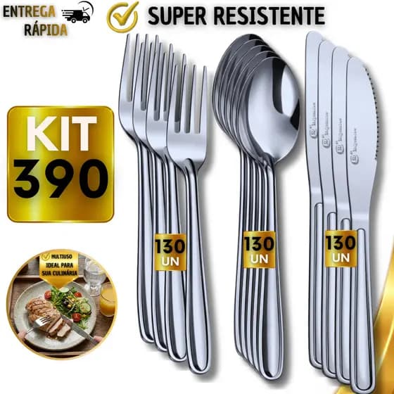 Kit Talheres Inox Peças Garfo Faca e Colher Aço Inoxidável Refeição Mesa Presente Pai Copa
