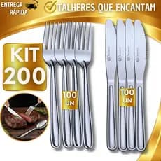 Talheres em Inox 200/100/50 –  Facas e Garfos Duráveis para Casa, Festas e Ambientes Profissionais Buffet Cozinha Casa
