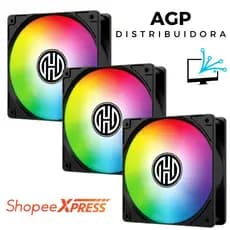 Kit 1, 2 ou 3 Fans Cooler Pc Gamer Led Rgb 120mm Ventoinha Gabinete Hoopson, 120mm, 2000RPM