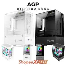 Gabinete Gamer Aquário Snow Megalon Branco ou Preto Mini Tower PSU Cover Vidro Temperado