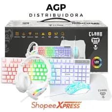 Kit Gamer Branco Combo 4 em 1 Teclado Gamer, Mouse Gamer, Headset Gamer e Mousepad Brancos!