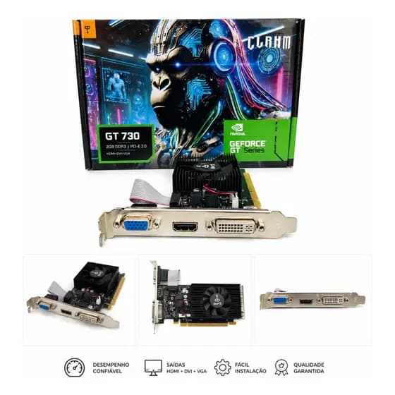 Placa De Vídeo Nvidia Geforce GT 730 – 4gb Ddr3 – 128bit – Hdmi / DVI / VGA