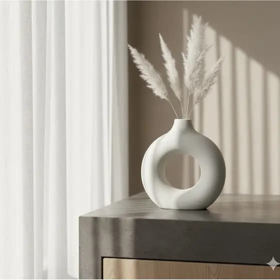 Vaso Rosquinha Grande Donut Decorativo em Gesso - Estilo Boho Minimalista para Sala e Mesa de Jantar