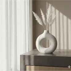 Vaso Rosquinha Grande Donut Decorativo em Gesso - Estilo Boho Minimalista para Sala e Mesa de Jantar