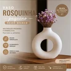Vaso Rosquinha Pequeno Gesso Branco Decor Moderno Minimalista Sala