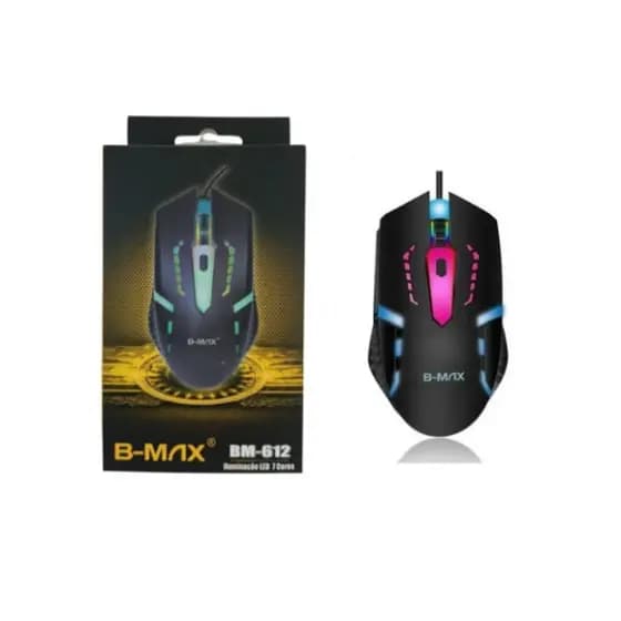 Mouse Gamer Com Fio Led 7 Cores Óptico 3600dpi Usb Bm-612