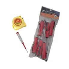 Kit Com 6 Chave de Fenda Trena de 5 Metros Chave Teste