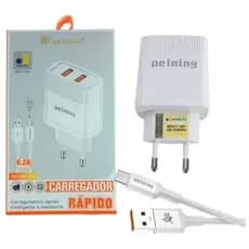 Carregador Rápido Celular Android Entrada V8 e Tipo C 2 saídas Usb ENVIO IMEDIATO