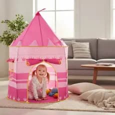 Barraca Infantil Castelo Menina Menino Castelinho Rosa Azul Criança Tenda Dobrável Monta Fácil