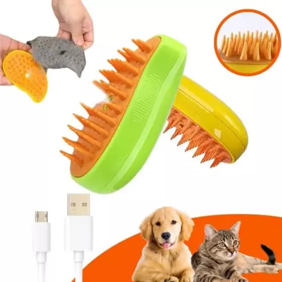 Escova a Vapor 3 em 1 para Cães e Gatos Autolimpante Remove Pelos