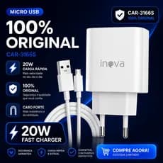 Carregador Inova 20W Original Micro USB Carga Rápida