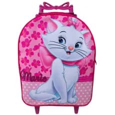 Mochila Gata Marie Escolar Rodinhas Menina Rosa