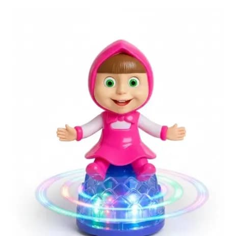 Boneca Infantil Masha no Globo a Pilha Luzes 3D Sons Gira 360 Bate e Volta