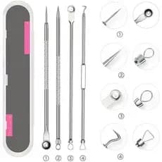 Kit 04 Pçs Remoção de Cravos e Espinha Removedor De Cravos Ponta Dupla com Pinça/Extrator/Agulha