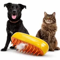 Escova Vapor Recarregável para Pets Amarelo - Reduz Pelo Sol