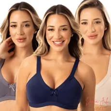 Kit 3 Sutiã Básico Feminino em Microfibra Alças Encapadas com Regulagem Sem Bojo Conforto Diário