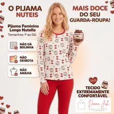 Pijama Feminino Longo Suede Premium Blogueirinha Não dá Bolinha Inverno Manga Longa P M G GG