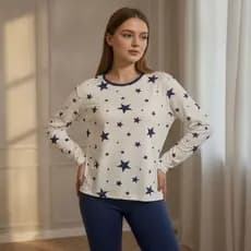 Pijama Feminino Inverno Suede Longo Malha Premium Conforto Manga Longa Calça Legging P ao GG