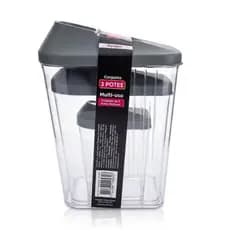 Kit com 3 POTES Acrilico Multi-uso - 1,45 L, 750 ml e 250 ml - Armazenamento de Alimentos