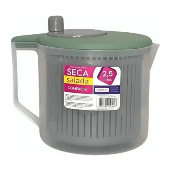 Centrífuga Compacta Seca Salada 2,5 Litros Secador Manual Folhas Verduras Frutas Vegetais Envio Imediato!!!