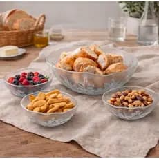 Conjunto Jogo de Bowls de Vidro 7 peças - Jogo de Tigelas Sobremesa e Saladeira